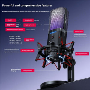 Yanmai X3W Wireless / Wired Dual Mode RGB Gaming Noise Reduction Microphone, X3W - laboratorydeal