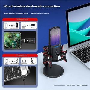 Yanmai X3W Wireless / Wired Dual Mode RGB Gaming Noise Reduction Microphone, X3W - laboratorydeal