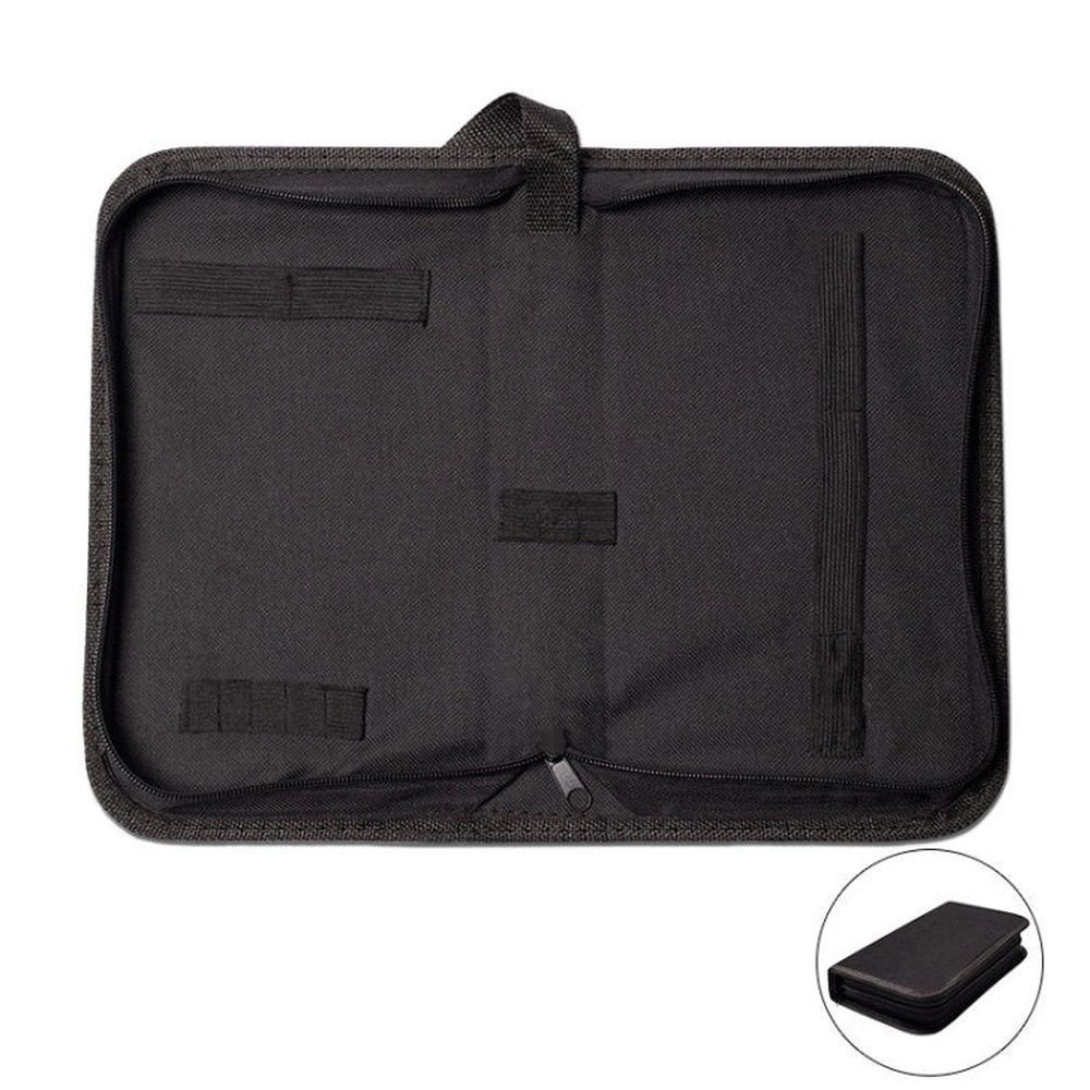 Zipper Storage Package Portable Multi - Function Tool Storage Bag, Style:, A Canvas, B Leather+Canvas, C Leather, D Canvas, E Leather+Canvas, F Leather+Canvas - laboratorydeal