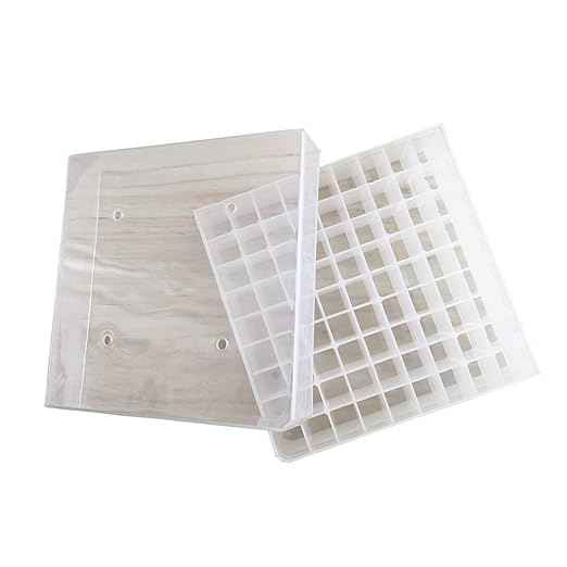 Laboratory Storage Box, 100-Well Cryo Vial Holder, 5x5x2 inch, Clear PP, for 2ml Small Vials