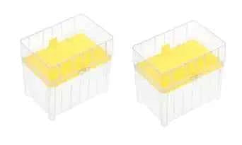 Laboratory Pipette Tip Box, 200ul Capacity, 96 Wells (12x8 Array), Autoclavable, Pack of 2, Yellow