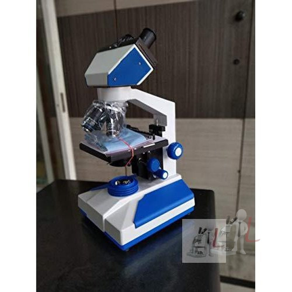 BINOCULAR MICROSCOPE LARGE NIKON TYPE BINOCULAR OBSERVING HEAD 360 DEGREE ROTATE ABLE AND 45 DEGREE INCLINED HEAD WITH ALL ANTI REFLECTION COATED PRISMS EYE PIECES :10 X WILD FIELD EYE PIECES . OBJECTIVES : LARGE DIN SIXE SEMI PLAN OBJECTIV - Laboratorydeal