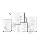 Beaker Glass Borosilicate 3.3  5 ml, 10 ml, 25 ml, 50 ml, 100 ml, 250 ml with Graduation Marks, Set of 6 Beakers - Laboratorydeal
