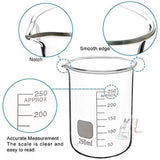 Beaker Glass Borosilicate 3.3  5 ml, 10 ml, 25 ml, 50 ml, 100 ml, 250 ml with Graduation Marks, Set of 6 Beakers - Laboratorydeal