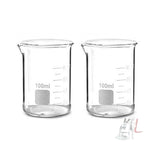 Beaker High Quality Borosilicate 3.3 Glass Beakers with Graduation Marks - 100 ml 2 pcs- 