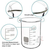 Borosilicate 3.3 Glass Beaker 5 ml, 10 ml, 25 ml, 50 ml, 100 ml, 250 ml with Graduation Marks, Set of 6 Beakers - Laboratorydeal