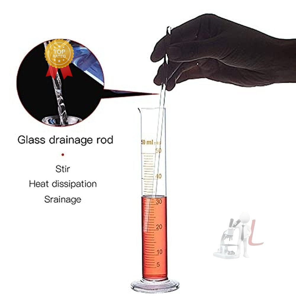 Borosilicate 3.3 Glass Measuring Cylinder 5 ml, 10 ml, 25 ml, 50 ml, 100 ml, 250 ml with Graduation Marks, Set of 6 Measuring Cylinders - Laboratorydeal