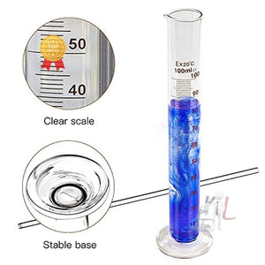 Borosilicate 3.3 Glass Measuring Cylinder 5 ml, 10 ml, 25 ml, 50 ml, 100 ml, 250 ml with Graduation Marks, Set of 6 Measuring Cylinders - Laboratorydeal