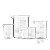 Borosilicate Glass Beaker 5ml, 10ml, 25ml, 50ml, 100ml - Pack of 5 - Laboratorydeal