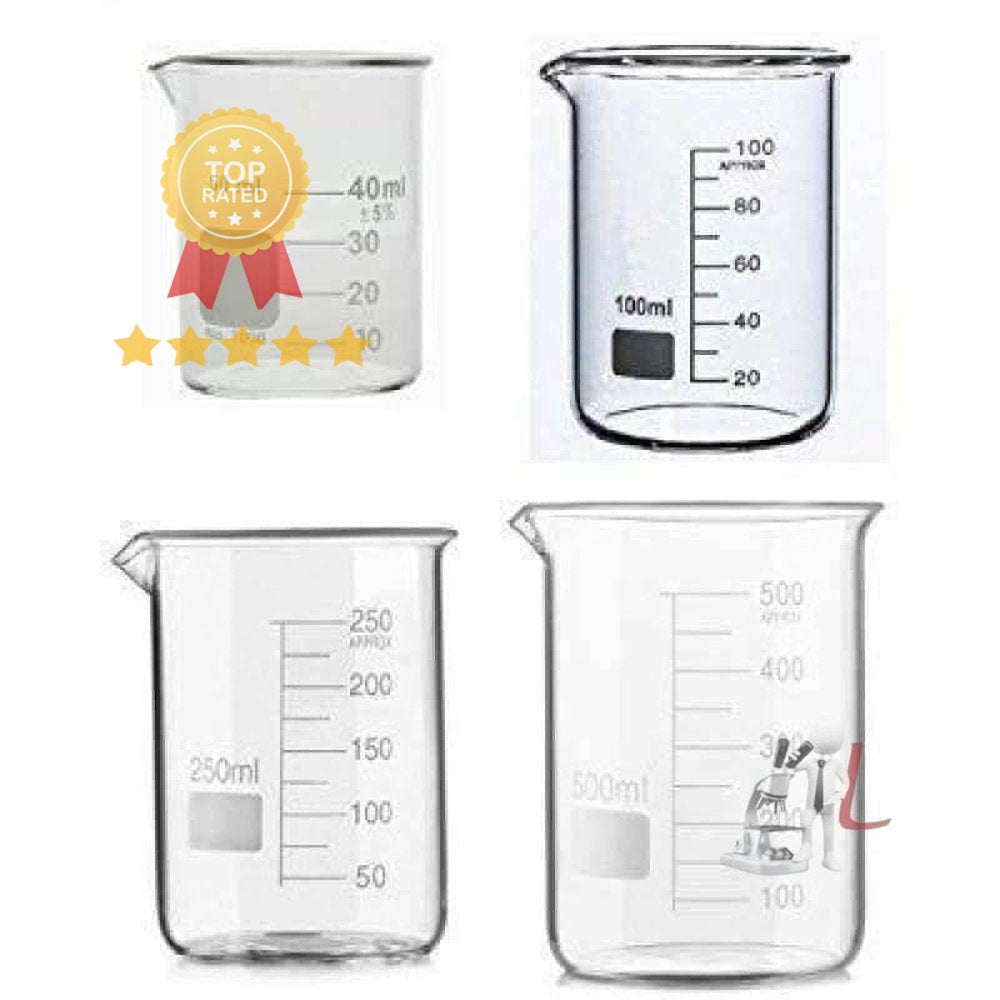 Borosilicate Beakers - 50ml, 100ml, 250ml, 500ml- Lab Glassware
