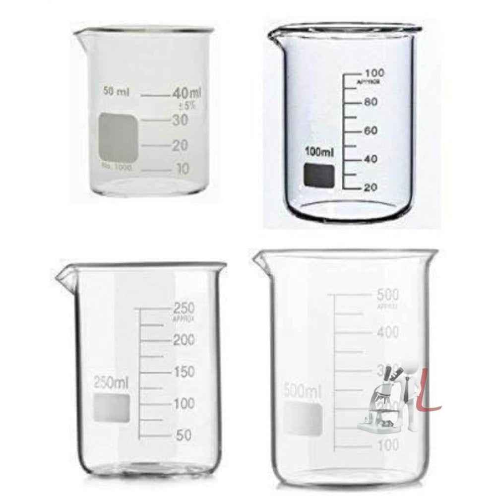 Borosilicate Glass Beakers - 50ml, 100ml, 250ml, 500ml