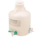 Carboy Bottle with Stopcock, 20 Liter Capacity, White Premium Polypropylene with 2 Handles- lab plasticware
