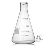 Conical Flask 2000ml pack of 2Pcs Borosilicate Glassware - Laboratorydeal