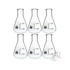 Conical Flask 50ml Borosilicate Glass 3.3 Pack of 6 pcs - Laboratorydeal