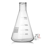 Conical Flask 2000ml pack of 2Pcs Borosilicate Glassware- 
