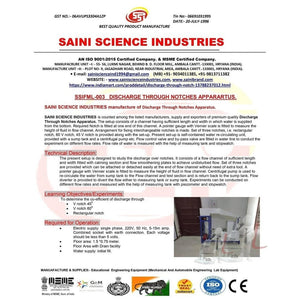 Discharge Through Notches Apparatus - Laboratorydeal