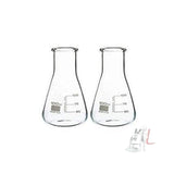Erlenmeyer Conical Flask, Wide Neck, Made of Borosilicate Glass 3.3, Pack of 2, 100 ml - Laboratorydeal