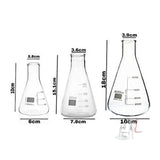 G.I Kit Cylinder, Beakers and Conical Flask (100,250,500ml) with Stirring Rod and Cleaning Brush - Pack of 11 - Laboratorydeal
