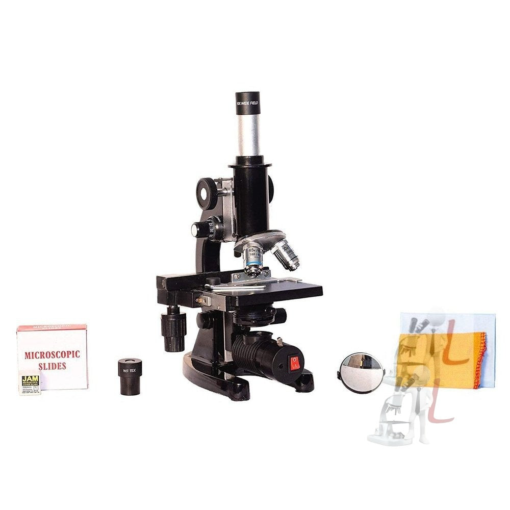 Compound Student Microscope with 50 blank slides and 25 prepaid slids. - Laboratorydeal