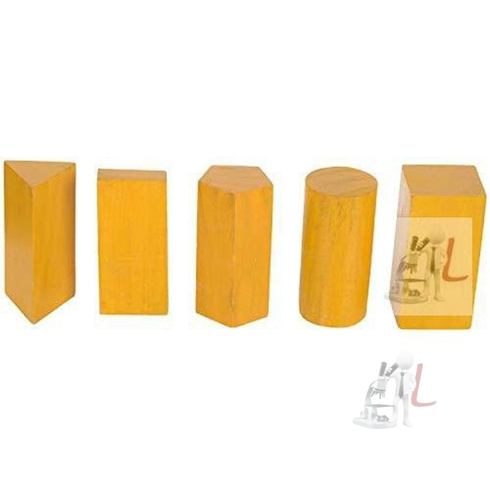 Geometrical Figure Model with Polish in Wooden Box (Yellow) -Set of 12 Different 3D Shapes - Laboratorydeal
