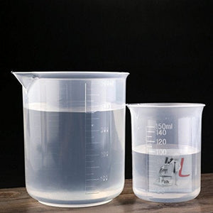 Measuring Cup Labs Plastic Graduated Beakers 50ml 150ml 250ml 500ml (Transparent, Set of 4) - Laboratorydeal