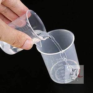 Measuring Cup Labs Plastic Graduated Beakers 50ml 150ml 250ml 500ml (Transparent, Set of 4) - Laboratorydeal
