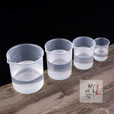 Measuring Cup Labs Plastic Graduated Beakers 50ml 150ml 250ml 500ml (Transparent, Set of 4)- 