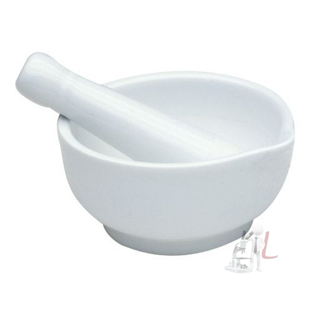 Mortar Pestle Round Shape 6 inch (Porcelain) - Laboratorydeal