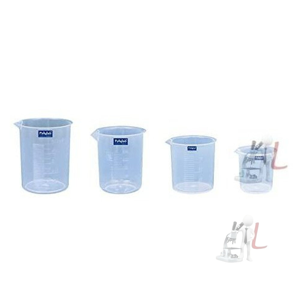 Polylab Plastic Science Beaker Measuring Cup Combo (Pack of 4PCS)(Size:50ML / 100ML / 250ML / 500ML )  -model 2022- 