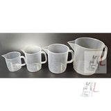 Polylab  Plastic Measuring Cups 250ml ,500ml ,1000ml, 2000ml l EURO DESIGN (Pack of 4)- 
