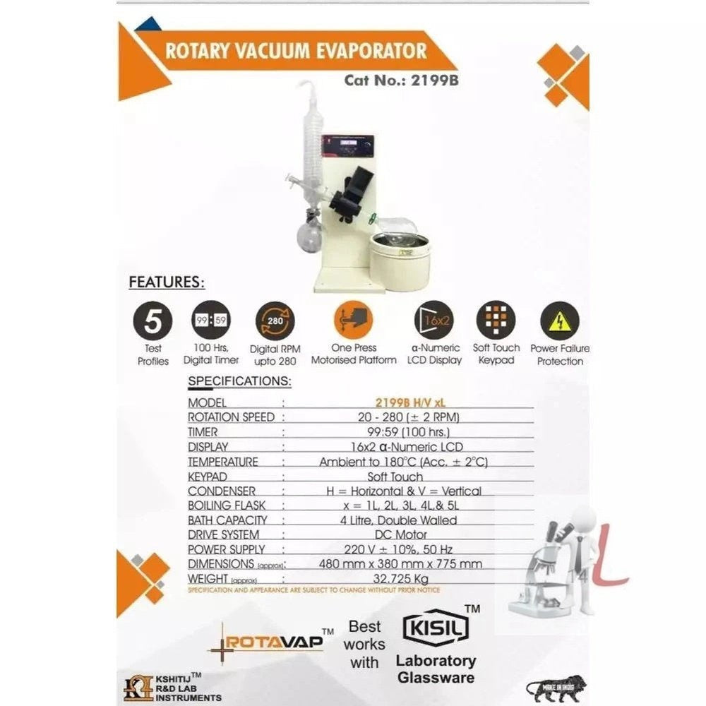 Rotary Vacuum Evaporator, Kshitiz Innovation, 2199B- Rotary Evaporator