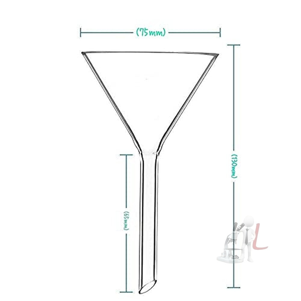 SPYLX Borosilicate Glass Funnel 3 inches 75mm for Laboratory Use Borosilicate Glassware for Bottle Hot Oil or Liquid Chemicals Solutions - Pack of 1 - Laboratorydeal