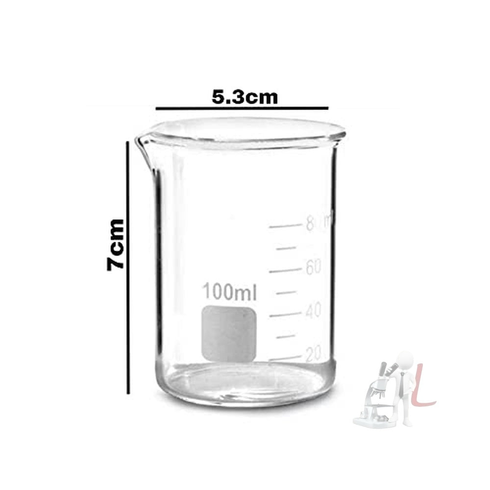 SPYLX Glass Beakers 100ml, 250ml & Conical Flask 100ml, 250ml Borosilicate Glass With Marking - Laboratorydeal