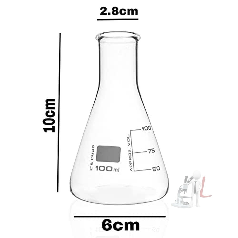 SPYLX Glass Beakers 100ml, 250ml & Conical Flask 100ml, 250ml Borosilicate Glass With Marking - Laboratorydeal