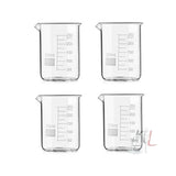 SPYLX High Quality Borosilicate 3.3 Glass Beakers - 250 ml with Graduation Marks, Pack of 4 - Laboratorydeal
