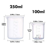 SPYLX Plastic Beaker Set, 5 Sizes Low Form Measuring Graduated Beakers in 500 ml, 250 ml, 100 ml, 50 ml, 25 ml for Laboratory, & Science Experiments with 5 Plastic Droppers in 3 ml- 
