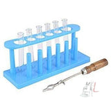 SPYLX Borosilicate Glass Test Tube 15X125MM with Test Tube Stand & Test Tube Holder. Combo Pack of 8- 