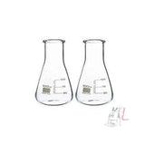 Conical Flask 100ml, Wide Neck, Made of Borosilicate Glass 3.3, Pack of 2- 