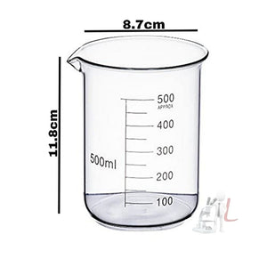 SPYLX High Quality Borosilicate 3.3 Glass Beakers - 500 ml with Graduation Marks, Pack of 6 - Laboratorydeal