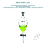 Scifa Borosilicate Glass 3.3 Separatory funnel Pear Shape with Stop Cork and Inter changeable Plastic Stopper 100 ml- 