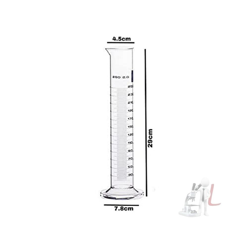 Scifa Borosilicate Glass Measuring Cylinder - (2, 250ml) - Laboratorydeal