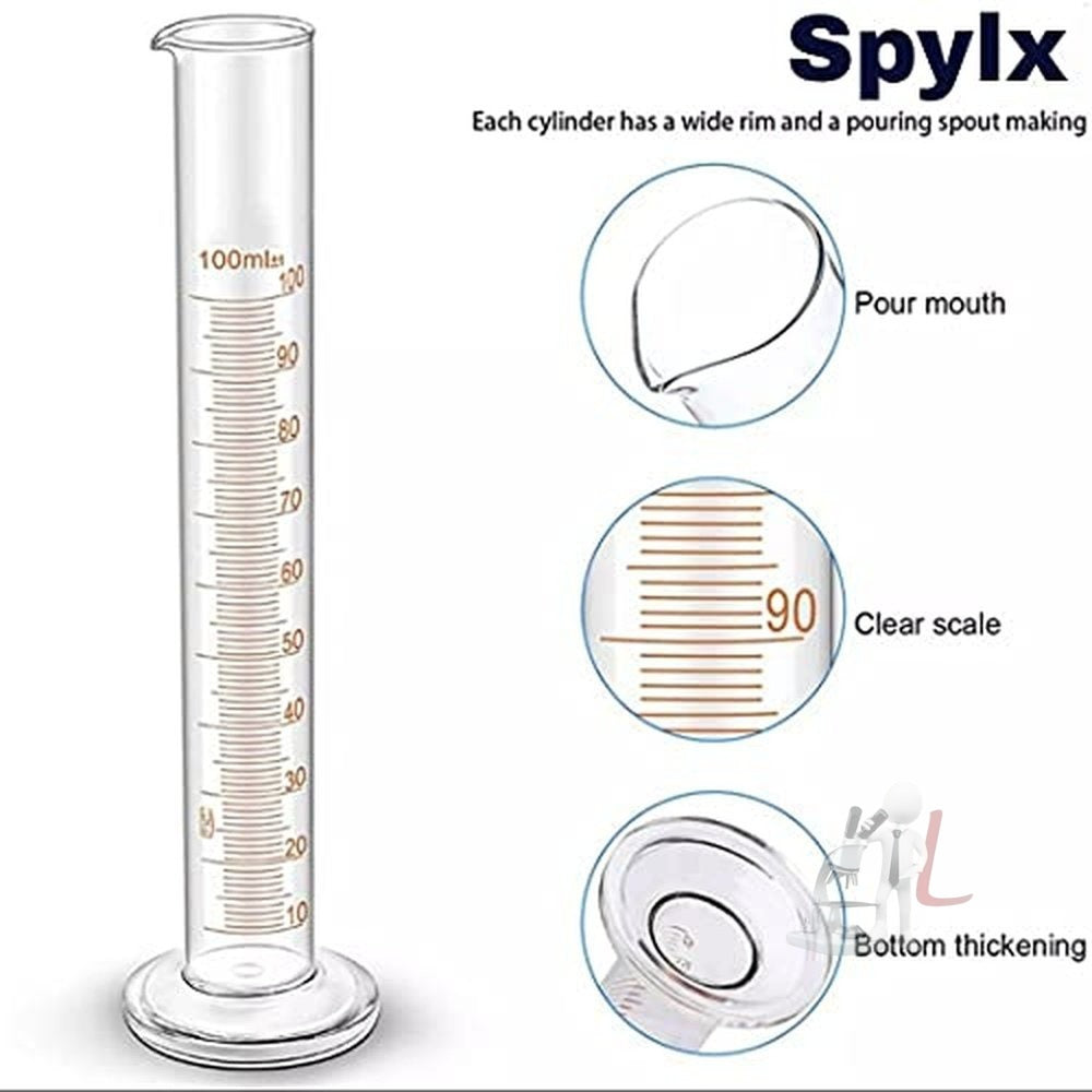 Scifa Borosilicate Glass Measuring Cylinder Pack of 4-10ml, 25ml, 50ml,100ml - Laboratorydeal