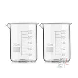 Scifa High Quality Borosilicate 3.3 Glass Beakers with Graduation Marks - 250 ml, Pack of 2 - Laboratorydeal