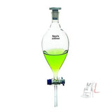 Scifa Borosilicate Glass 3.3 Separatory funnel Pear Shape with Stop Cork and Inter changeable Plastic Stopper 100 ml- 