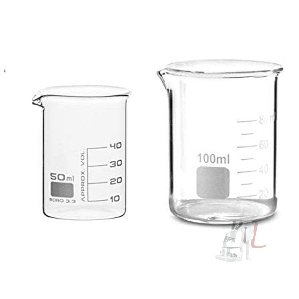 Scifa High Quality Borosilicate 3.3 Glass Beakers - Beakers - 100 ml, 250 ml, 500 ml, 1000 ml with Graduation Marks, Pack of 4 - Laboratorydeal