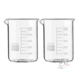Scifa High Quality Borosilicate 3.3 Glass Beakers - 500 ml 2 pcs with Graduation Marks- 