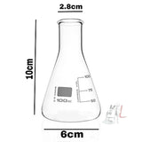 Scifa High Quality Borosilicate 3.3 Glass Beakers - 100 ml 2pcs and Conical - 100 ml 2pcs with Graduation Marks, Pack of 4- 