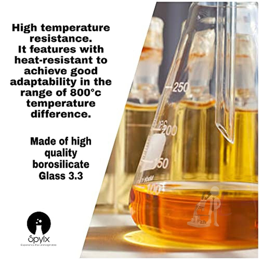 Scifa High Quality Borosilicate 3.3 Glass Beakers - 100 ml 2pcs and Conical - 100 ml 2pcs with Graduation Marks, Pack of 4 - Laboratorydeal
