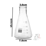 Scifa High Quality Borosilicate 3.3 Glass Beakers - 250 ml 2 pcs and Conical - 250 ml 2 pcs with Graduation Marks, Pack of 4- 