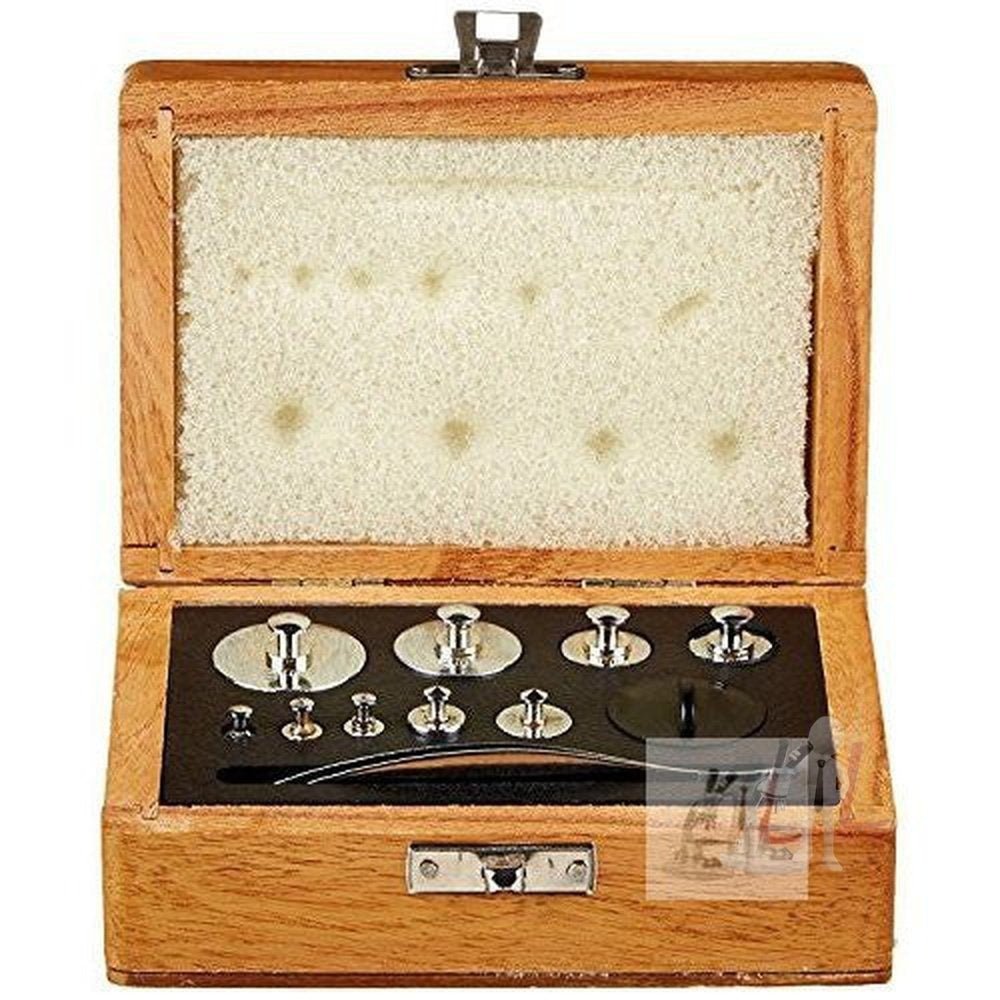 Fractional Weight Box Physical Weight Set Nickel Plated Brass 1mg-100gm In Wooden Box - Laboratorydeal